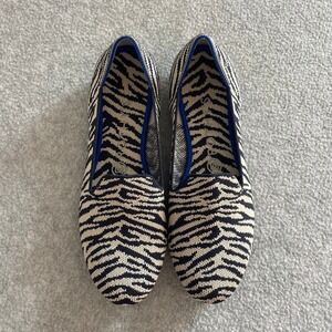 Rothys The Loafer Wildcat Zebra Print Knit Flats Shoes 8